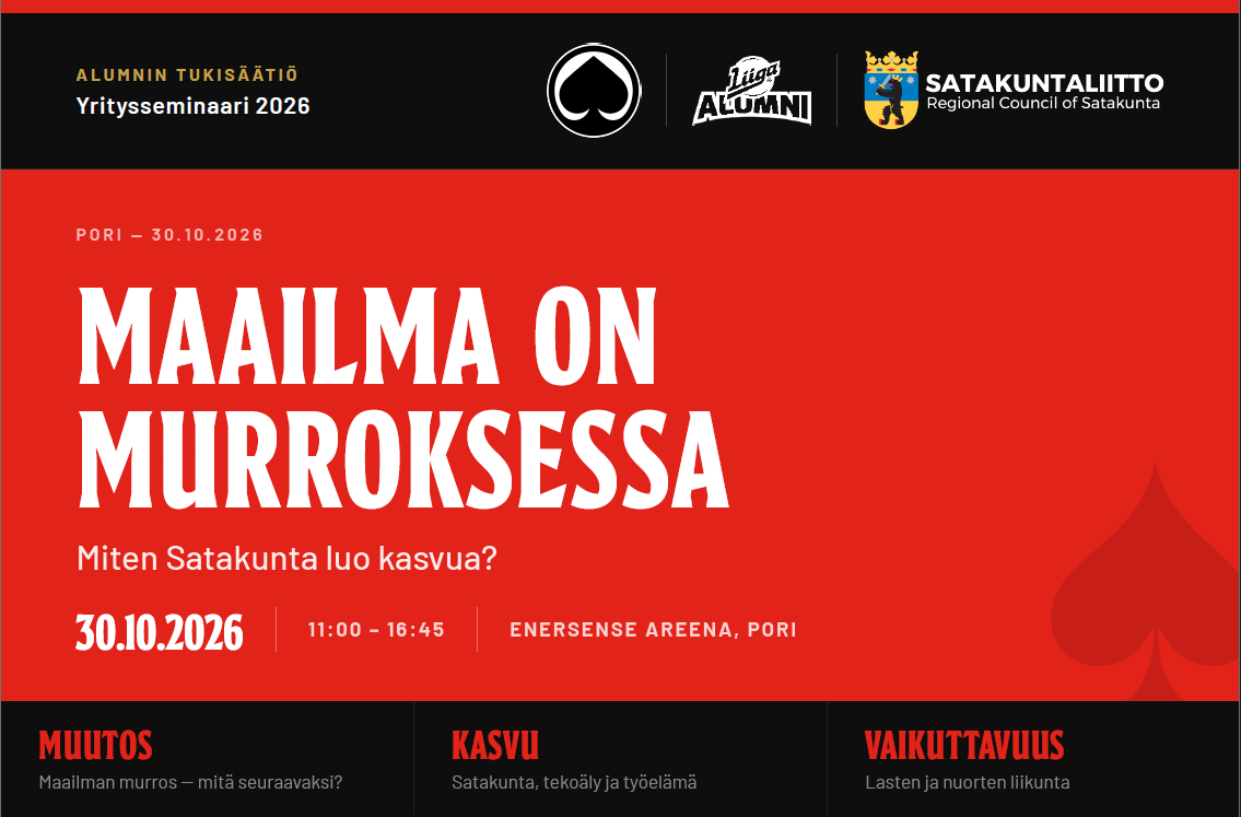 Liiga Alumnin ja Porin Ässien Tulevaisuusseminaari Enersense Areenalla 30.10.2026