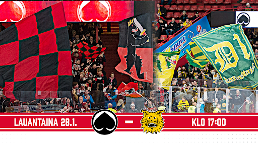 Runsaasti vieraskannattajia 28.1. Ässät-Ilves -ottelussa